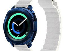 Curea piele Smartwatch Samsung Galaxy Watch 4, Watch 4 Classic, Gear S2, iUni 20 mm White Leather Lo